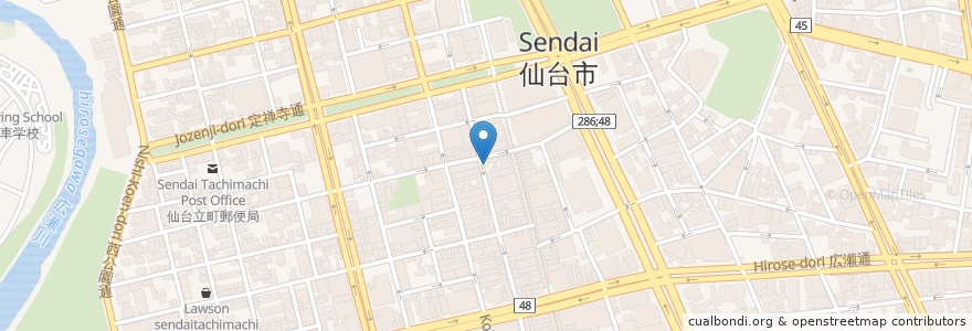 Mapa de ubicacion de 炭火焼肉酒家牛角 国分町店 en Japan, Präfektur Miyagi, 仙台市, 青葉区.