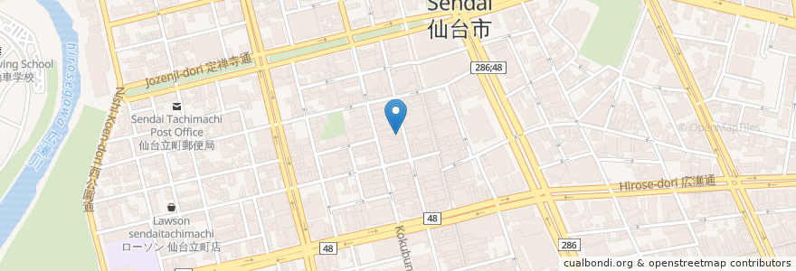 Mapa de ubicacion de 炉だん 稲荷小路 en Japonya, 宮城県, 仙台市, 青葉区.