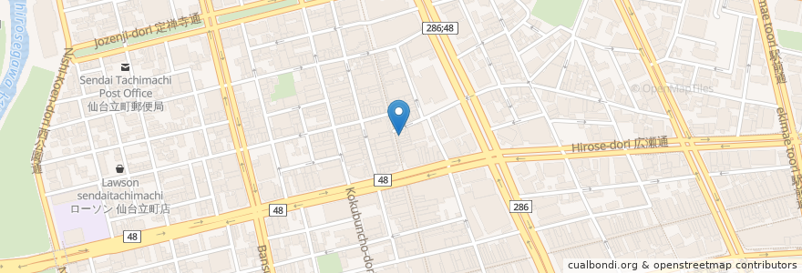 Mapa de ubicacion de 炭焼牛たん 徳茂 en Japan, 宮城県, 仙台市, 青葉区.