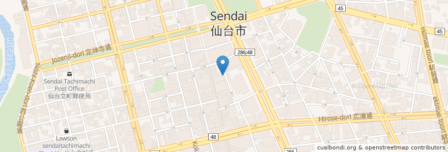 Mapa de ubicacion de ぼんてん酒場 en 일본, 미야기현, 仙台市, 青葉区.