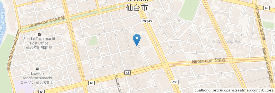 Mapa de ubicacion de カウントジャズ喫茶 en 일본, 미야기현, 仙台市, 青葉区.