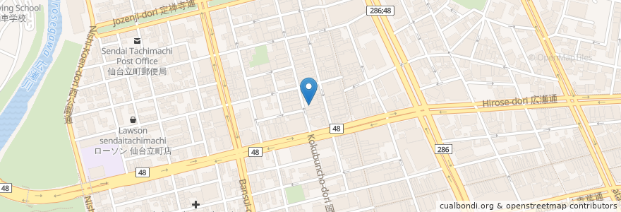 Mapa de ubicacion de 叙々苑 en 日本, 宫城县, 仙台市, 青葉区.