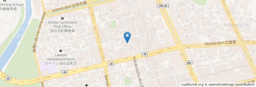 Mapa de ubicacion de エメラルドガーデン en Japão, 宮城県, 仙台市, 青葉区.