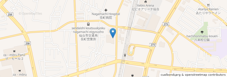 Mapa de ubicacion de 太白図書館 en 日本, 宮城県, 仙台市, 太白区.