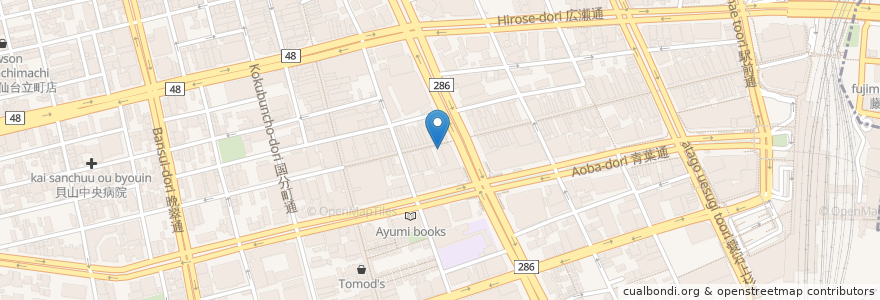 Mapa de ubicacion de 茜どき en 일본, 미야기현, 仙台市, 青葉区.