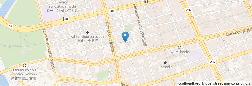Mapa de ubicacion de タイムズカーレンタル en 日本, 宮城県, 仙台市, 青葉区.
