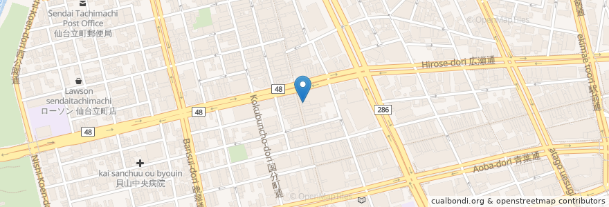 Mapa de ubicacion de カフェ モーツァルト en 日本, 宮城県, 仙台市, 青葉区.