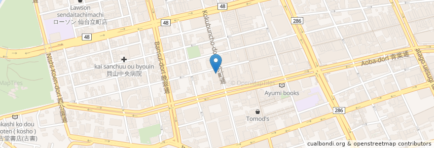 Mapa de ubicacion de 七十七銀行 芭蕉の辻支店 en Japonya, 宮城県, 仙台市, 青葉区.