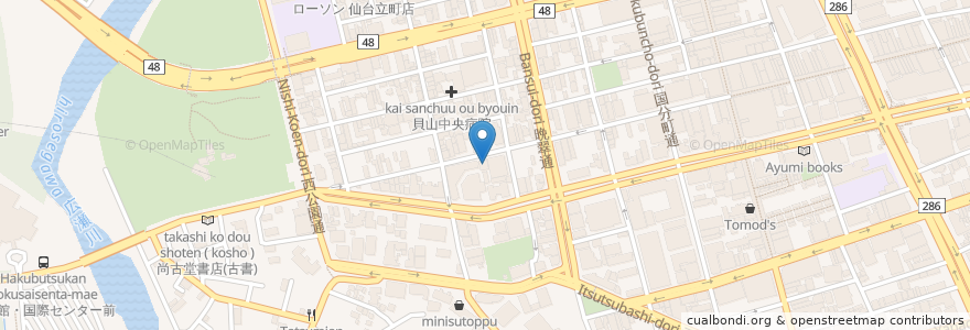 Mapa de ubicacion de やぶ屋 本店 en Jepun, 宮城県, 仙台市, 青葉区.