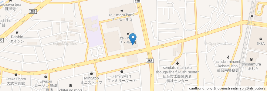 Mapa de ubicacion de 千房 ザ・モール仙台長町店 en Japón, Prefectura De Miyagi, 仙台市, 太白区.