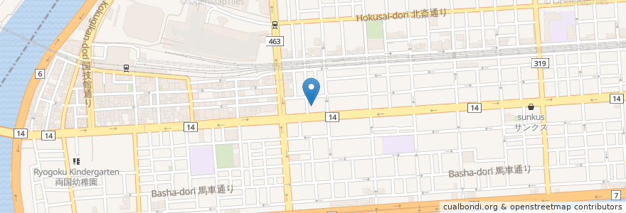 Mapa de ubicacion de 両国みどりクリニック en Japan, 東京都, 墨田区.