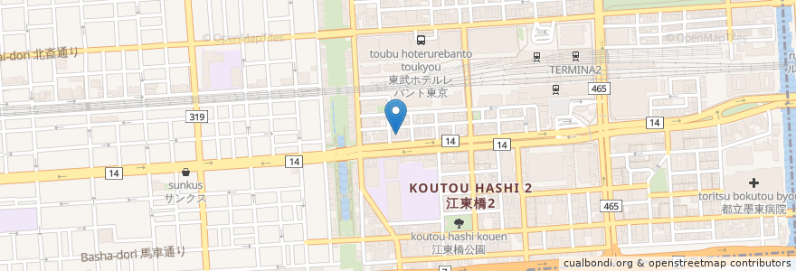 Mapa de ubicacion de PastaBa en 日本, 東京都, 墨田区.