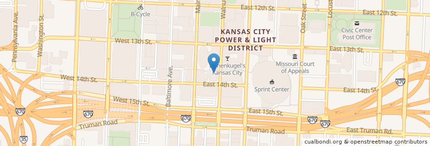 Mapa de ubicacion de Whopper Bar en Estados Unidos De América, Misuri, Kansas City, Jackson County.