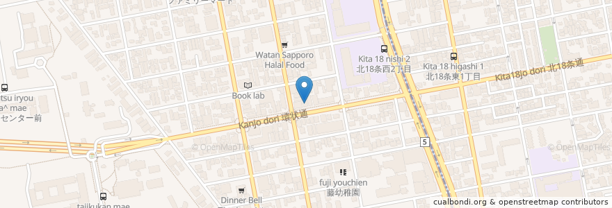 Mapa de ubicacion de Hashimoto Dental Clinic en Japan, Hokkaido Prefecture, Ishikari Subprefecture, Sapporo, Kita Ward.