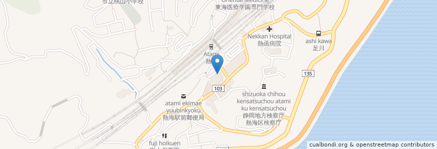 Mapa de ubicacion de フルヤ en 일본, 시즈오카현, 아타미시.
