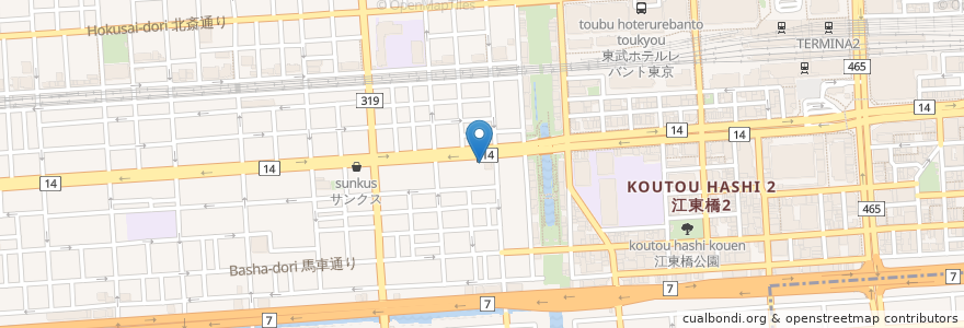 Mapa de ubicacion de 太田屋 en 日本, 東京都, 墨田区.