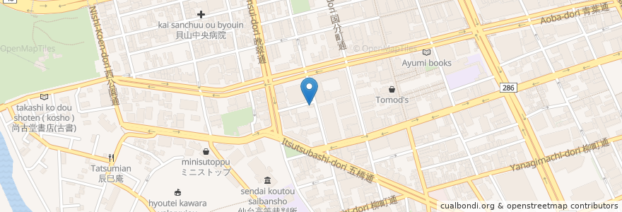 Mapa de ubicacion de レストランタク en Japão, 宮城県, 仙台市, 青葉区.