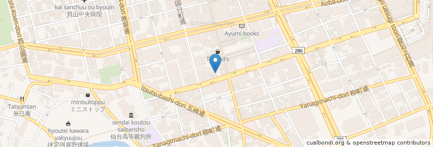 Mapa de ubicacion de 居酒屋きりん en Japan, 宮城県, 仙台市, 青葉区.