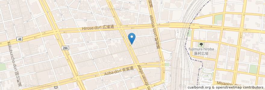 Mapa de ubicacion de 半兵ヱ 仙台駅舎前店 en 日本, 宮城県, 仙台市, 青葉区.