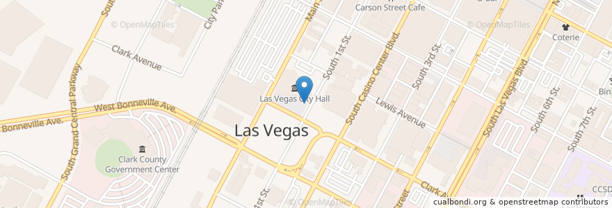 Mapa de ubicacion de City Hall Bike Share en 美利坚合众国/美利堅合眾國, 内华达州 / 內華達州, Clark County, Las Vegas.