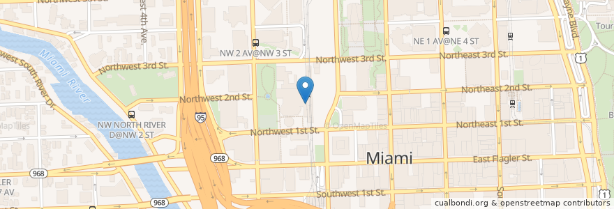 Mapa de ubicacion de Government Center Metromover Station en United States, Florida, Miami-Dade County, Miami.