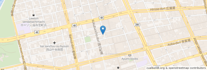 Mapa de ubicacion de フラットホワイトコーヒーファクトリー Downtown en اليابان, 宮城県, 仙台市, 青葉区.