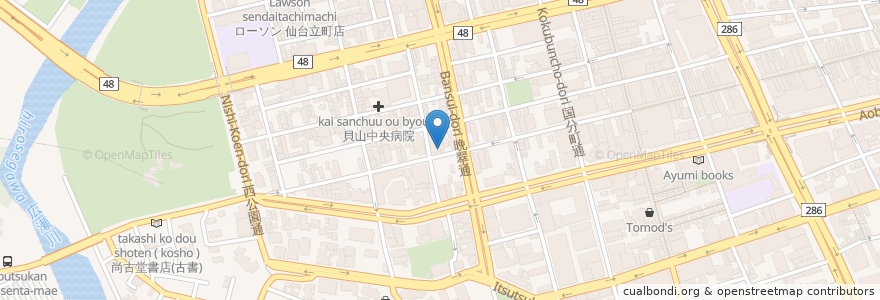 Mapa de ubicacion de 大町へそのを en 日本, 宮城県, 仙台市, 青葉区.