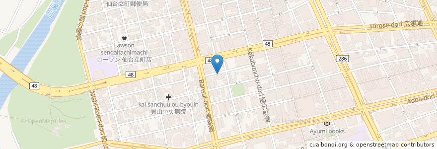 Mapa de ubicacion de 一隆 本店 en Japonya, 宮城県, 仙台市, 青葉区.