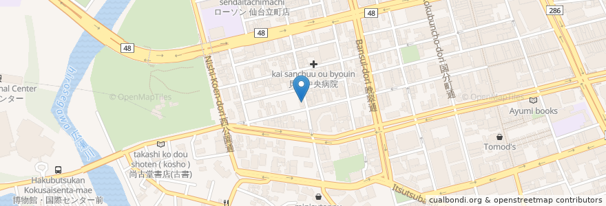 Mapa de ubicacion de グリーンプラネットカフェ en 日本, 宫城县, 仙台市, 青葉区.