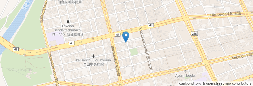 Mapa de ubicacion de 仙台キャノンボール en 日本, 宮城県, 仙台市, 青葉区.