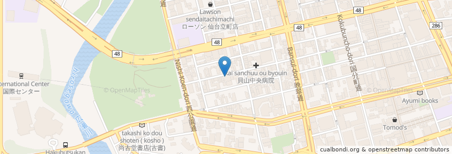 Mapa de ubicacion de グランクリュ en Jepun, 宮城県, 仙台市, 青葉区.