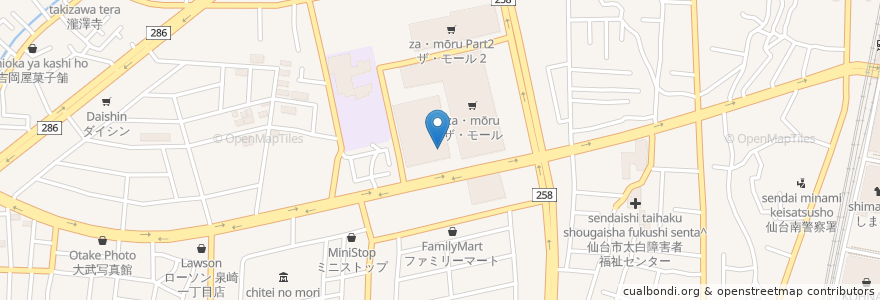 Mapa de ubicacion de タリーズコーヒー en 日本, 宮城県, 仙台市, 太白区.