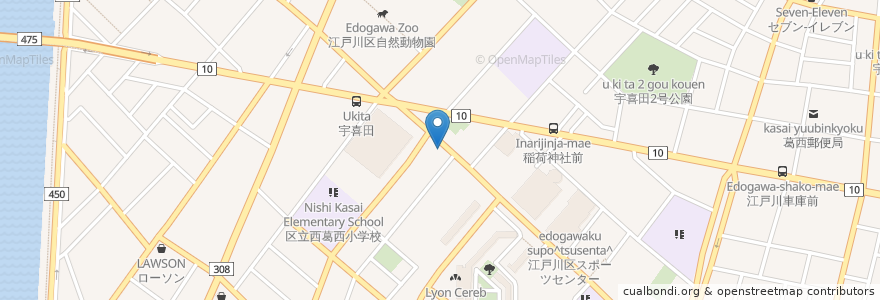 Mapa de ubicacion de ACプラザ苅谷動物病院 en Giappone, Tokyo, 江戸川区.