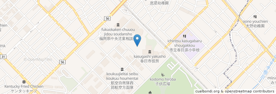 Mapa de ubicacion de 福岡県春日警察署 en 日本, 福岡県, 春日市.