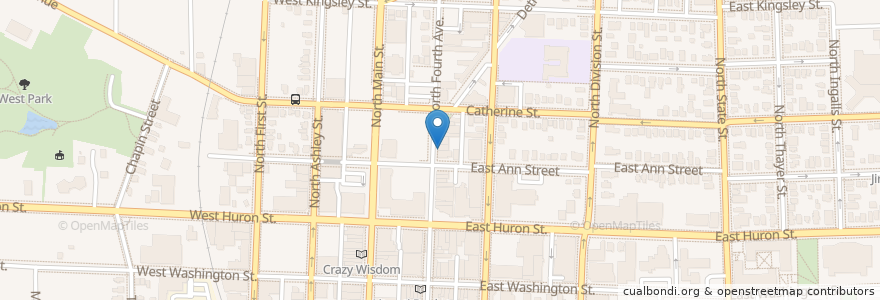 Mapa de ubicacion de TeaHaus Cafe en الولايات المتّحدة الأمريكيّة, ميشيغان, Washtenaw County, Ann Arbor.