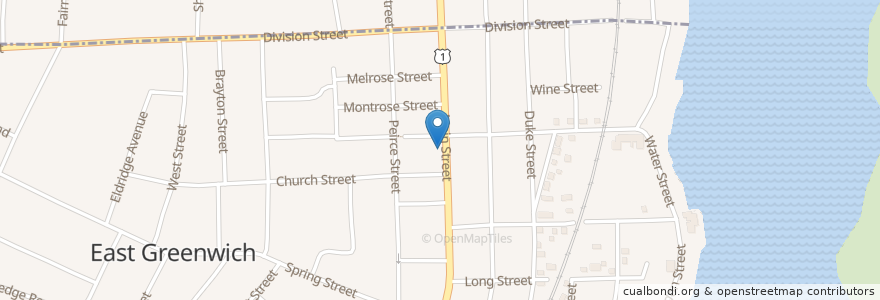 Mapa de ubicacion de Main Street Coffee en 美利坚合众国/美利堅合眾國, 罗得岛州/ 羅德島州, Kent County, East Greenwich.