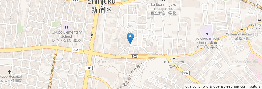 Mapa de ubicacion de キッチン　ヒロ en Japão, Tóquio, 新宿区.