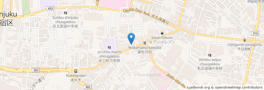 Mapa de ubicacion de 梅香苑 en Japonya, 東京都, 新宿区.