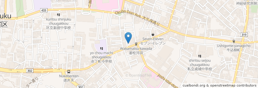 Mapa de ubicacion de 創価学会 新宿若松会館 en Japão, Tóquio, 新宿区.