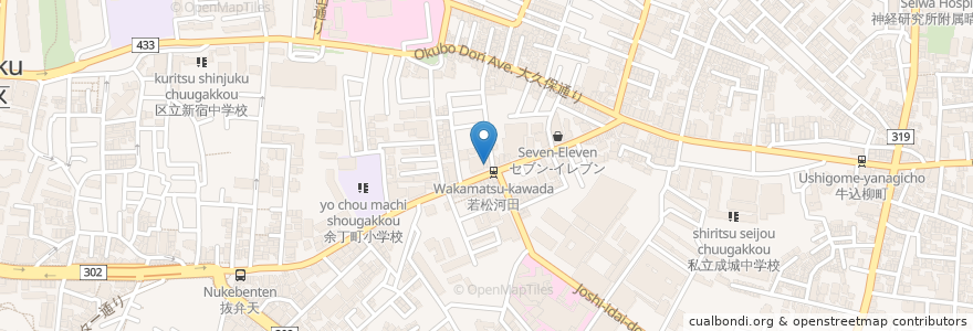 Mapa de ubicacion de 日生薬局 en 日本, 东京都/東京都, 新宿区/新宿區.