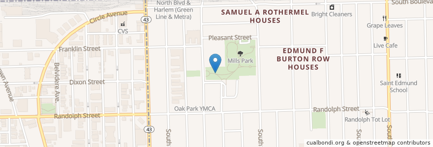 Mapa de ubicacion de Little Free Library en 미국, 일리노이, Oak Park.