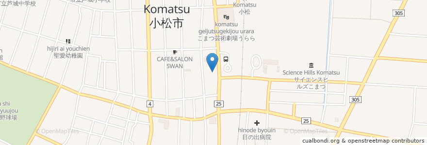 Mapa de ubicacion de 千年の宴 en 日本, 石川県, 小松市.
