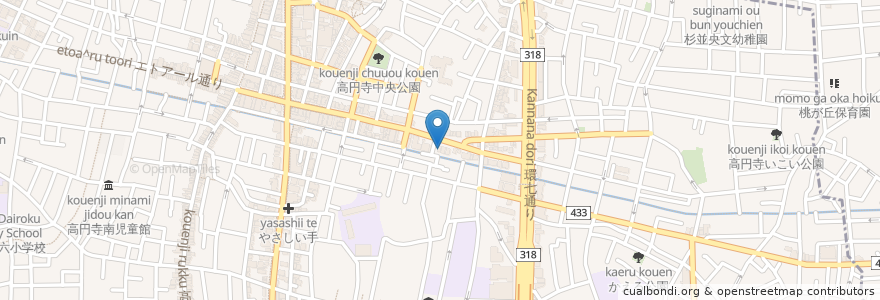 Mapa de ubicacion de 高園寺 en 日本, 東京都, 杉並区.