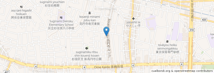 Mapa de ubicacion de 黒羽スタジオ en Japonya, 東京都, 杉並区.