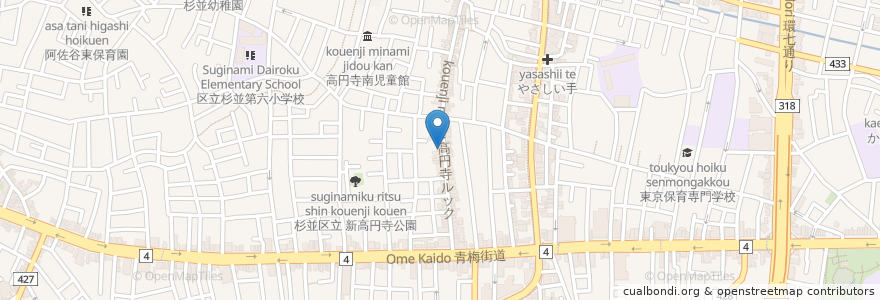 Mapa de ubicacion de honohono cafe en 日本, 東京都, 杉並区.