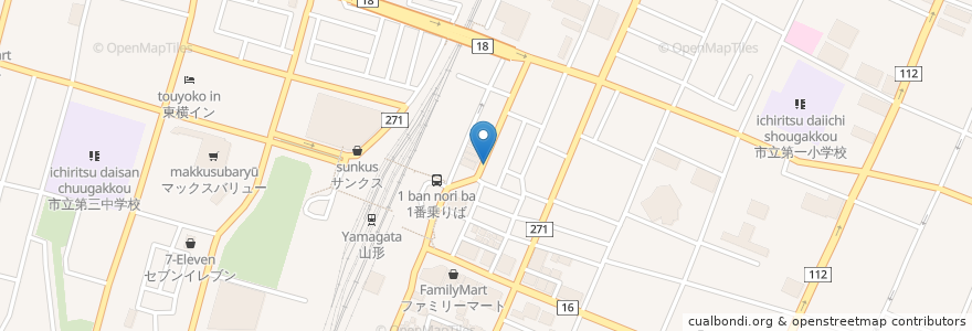 Mapa de ubicacion de タイムズカー en Japonya, 山形県, 山形市.