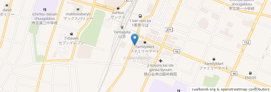 Mapa de ubicacion de 居酒屋伝七 en 日本, 山形県, 山形市.