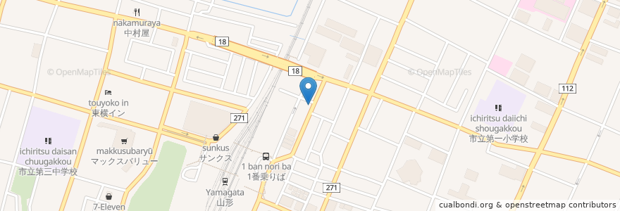 Mapa de ubicacion de 本場博多あぶり居酒屋佐のちゃん en 일본, 야마가타현, 山形市.