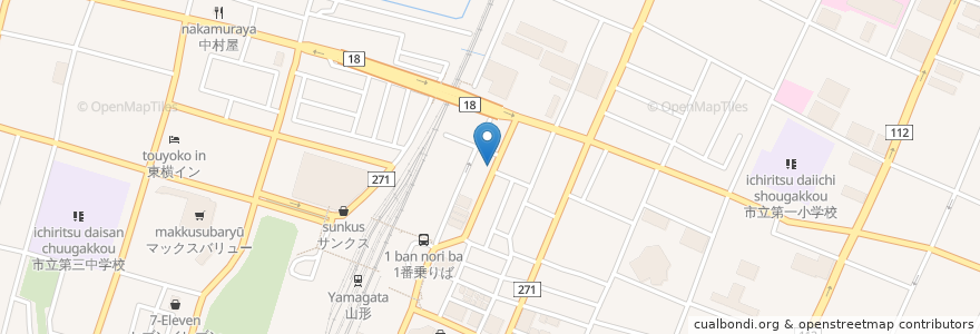 Mapa de ubicacion de 居酒屋串でん en Japan, Yamagata Prefecture, Yamagata.