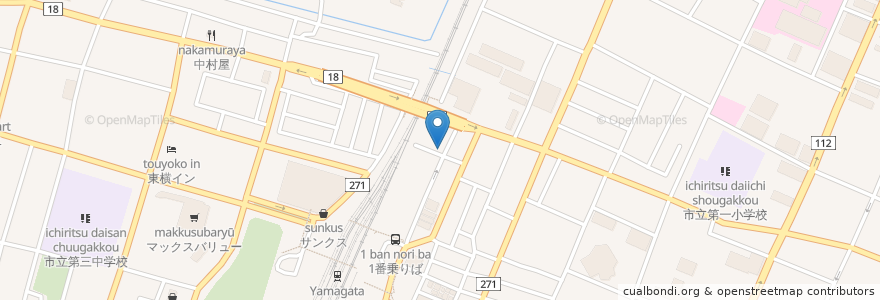 Mapa de ubicacion de 江戸寿司 en 일본, 야마가타현, 山形市.
